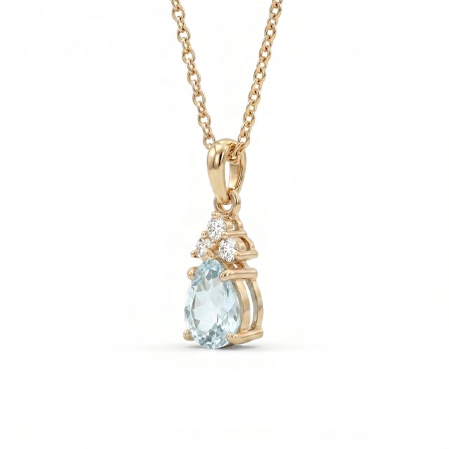 Not Yet Made - Made To Order Beautiful Aquamarine Gemstone Pendant | Dainty March Birthstone Stacking Pendant for Woman For Sale - Image 5 of 5