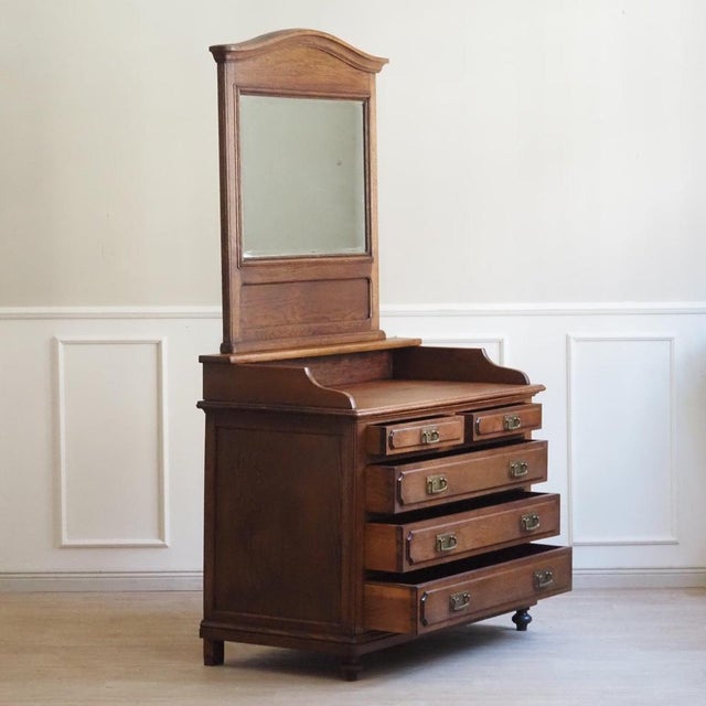 Antique Chest of Drawers with Mirror Top, 1890s For Sale - Image 6 of 18