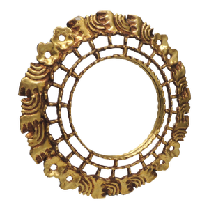 Vintage Wood Round Mirror With Gold-Leaf Finish From Peru