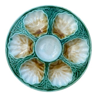 French Majolica Oyster Plate Salins, Circa 1890 For Sale