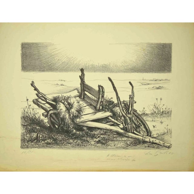 Desert Landscape is an original lithograph on paper realized by Leo Guida in 1955. Good condition except for being aged....