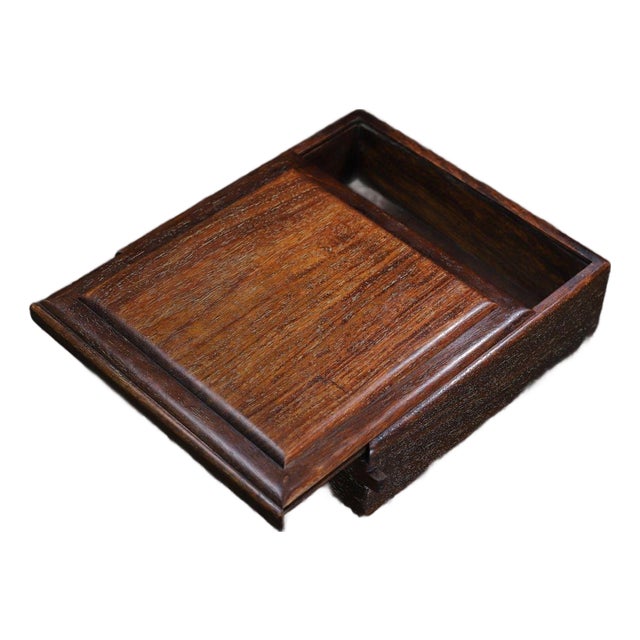 Chinese Huali Rosewood Square Puzzle Box With Sliding Mechanism For Sale
