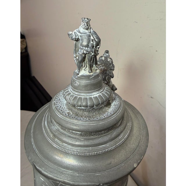 19th Century 19th Century Large Antique Ornate German Cycling Trophy Award Pewter Lidded Stein Tankard For Sale - Image 5 of 18