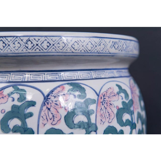 Ceramic Stool with Floral Decor For Sale - Image 6 of 8