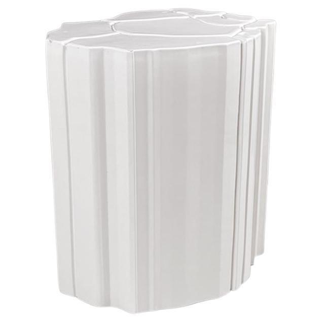 Italian Modern Glossy White Ceramic Side Table by Roberto Faccioli, 1995 For Sale - Image 14 of 14