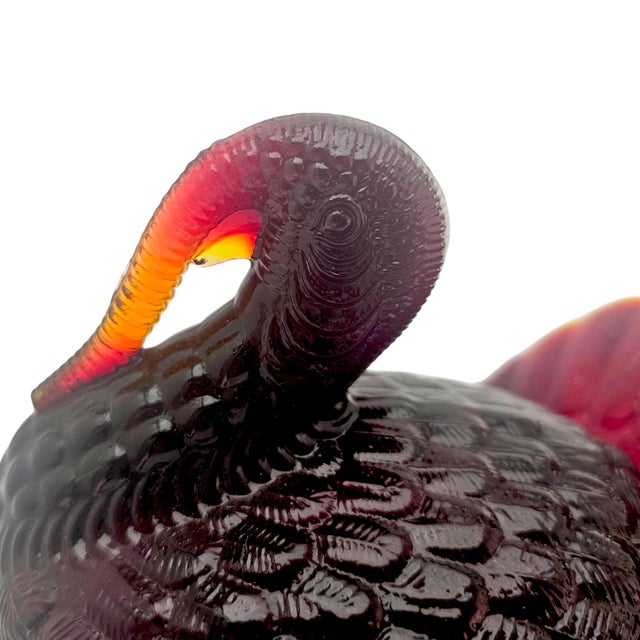 VTG Le Smith Glass Turkey Candy Dish in Deep Amberina Ruby Red – 7.75" For Sale - Image 11 of 11