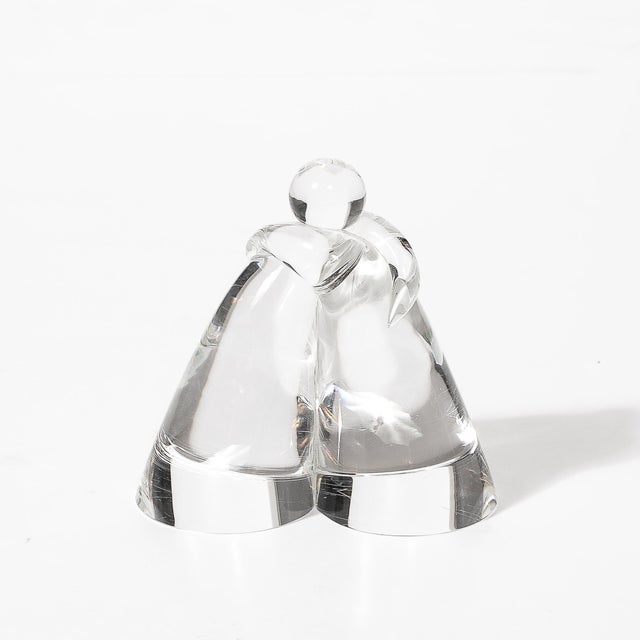 1970s Mid-Century Minimal Abstract Figurative Crystal Sculpture Signed Steuben For Sale - Image 5 of 12