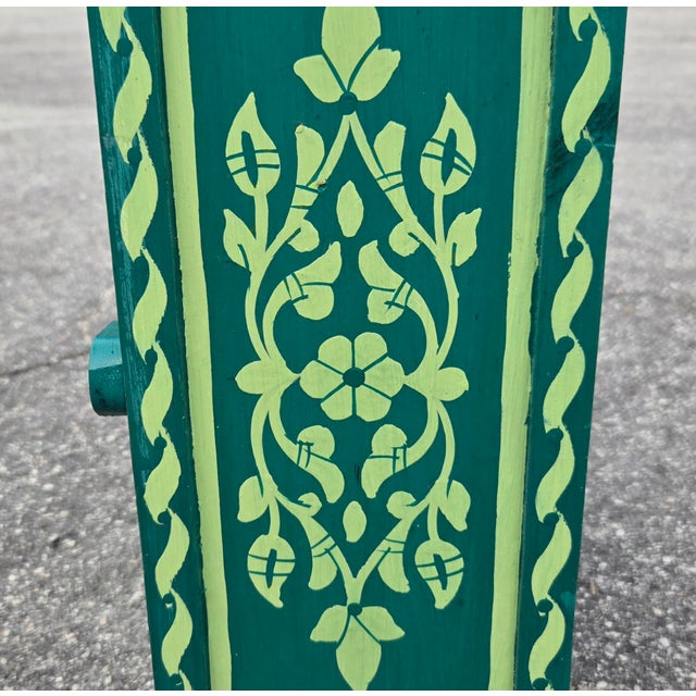 A beautiful hand‑painted Moroccan medicine cabinet / wall shelf from Morocco, standing approximately 22" tall, 18" wide,...