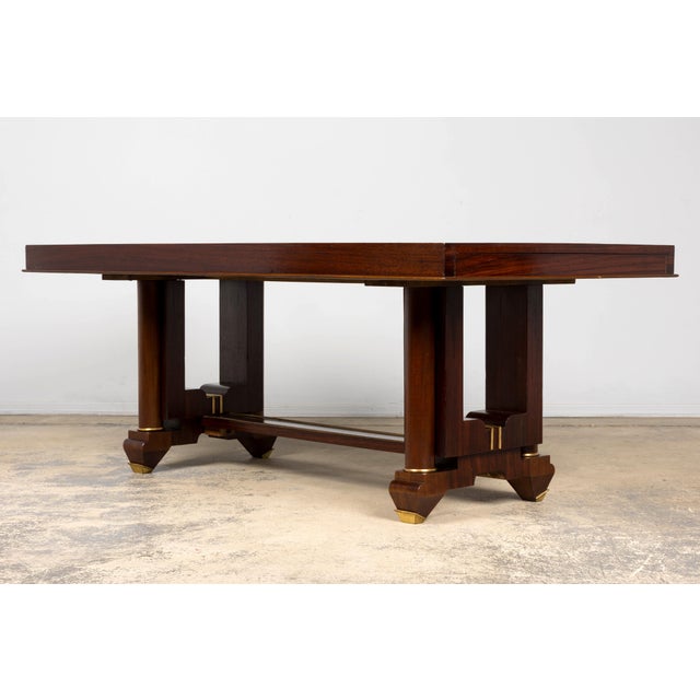 Art Deco Rosewood and Brass Dining Table, Jules Leleu Style, 1930s For Sale In New York - Image 6 of 18