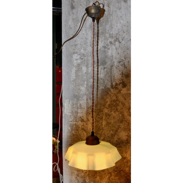 Ceiling Lamp with Ruffled Shade, 1920s For Sale - Image 3 of 10
