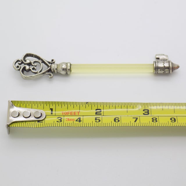 Metal Vintage Italian Handmade Genuine Silver and Yellow Plexiglass Life Size Key Made in Taranto (Apulia) For Sale - Image 7 of 7