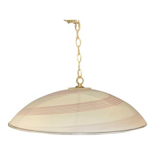 Murano Art Glass Pendant Lamp With Pink Gray Filigree Spiral Lino Tagliapietra Attributed, Italy 70s Mid Century Modern For Sale