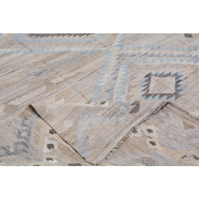 1990s Afghan Tribal Hand Woven Flatweave/Kilim With Organic Wool and Soft Texture,8'3"X11'4" For Sale In New York - Image 6 of 7