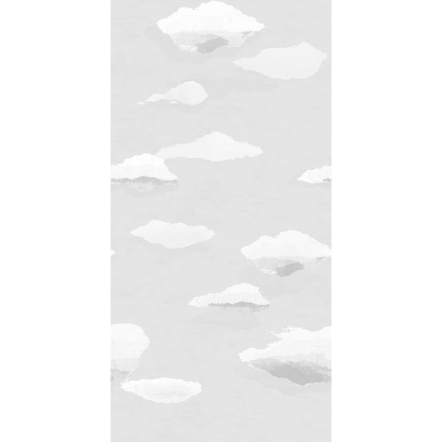Art Deco Sample - Les Nuages Wallpaper by Paule Marrot in Gray For Sale - Image 3 of 3