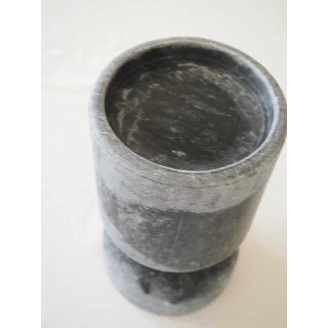 Abstract Noir Elias Hand-Carved Grey Marble Candle Holder For Sale - Image 3 of 4