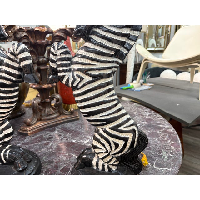 1950s Hollywood Regency Plaster Zebra Lamps - a Pair For Sale In Houston - Image 6 of 13