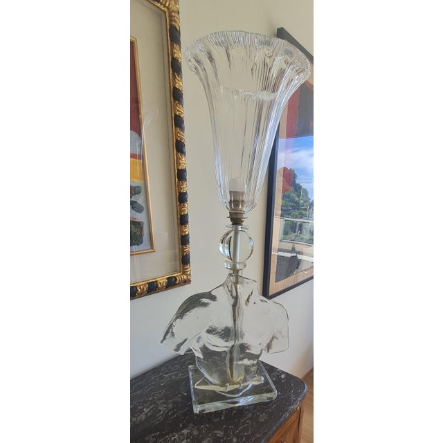 Vintage Murano Art Glass Table Lamp Sculptural Male Torso, Italy, 1960s, Set of 2 For Sale - Image 4 of 5