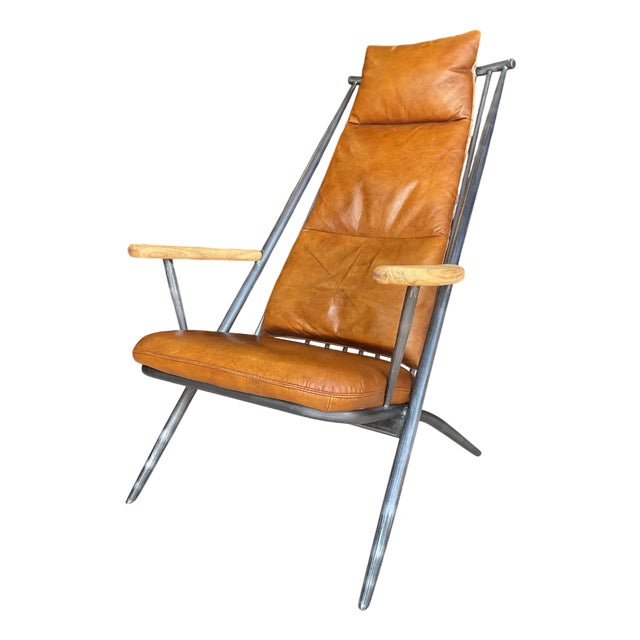 Accent Chair in Tan Leather For Sale