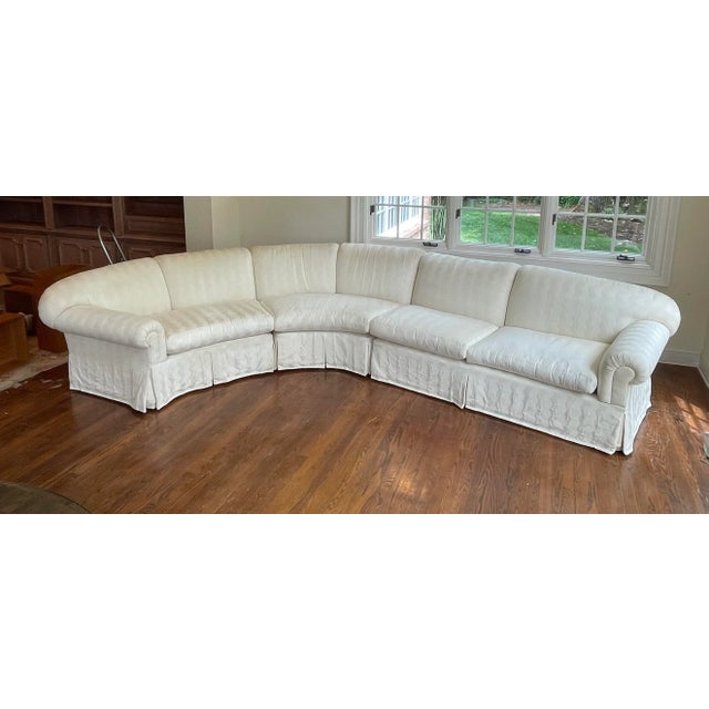 Stunning Donghia style 3 piece sculptured 1980s curved sofa measurements of each piece are 76” 64”middle and 68”