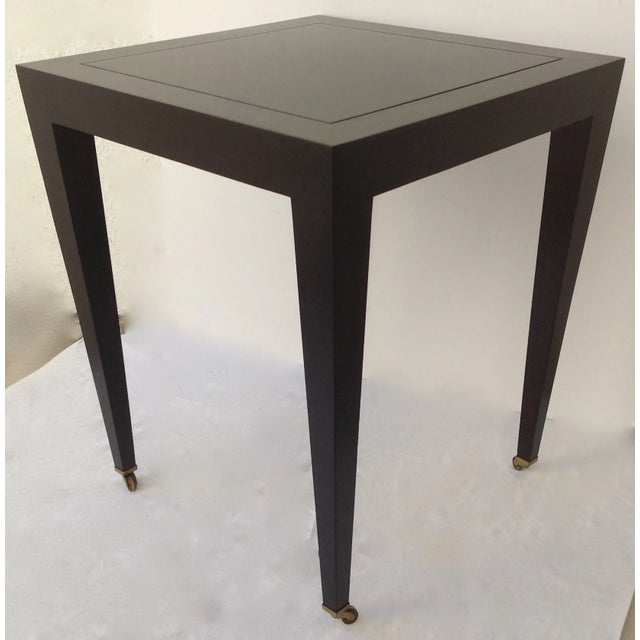 C.1993 Donghia "Madrid" Square Side/End Table With Brass Sabots Castors For Sale In West Palm - Image 6 of 11