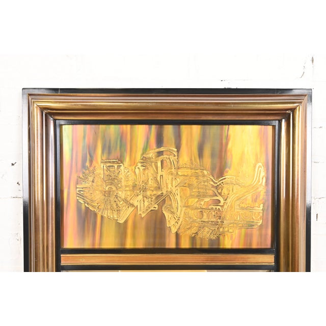 Mastercraft Bernhard Rohne for Mastercraft Acid Etched Brass Tall Wall Mirror, 1970s For Sale - Image 4 of 6