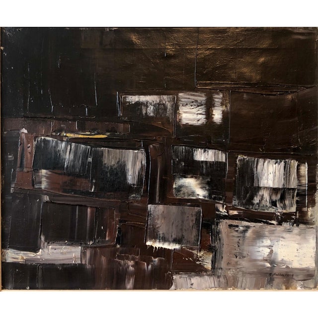 Brown Efraim Modzelevich, Israeli Modernist Abstract Expressionist Jerusalem Kotel Oil Painting Judaica For Sale - Image 8 of 9