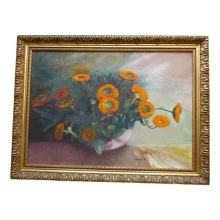 B. Cortes, Marigolds in a Vase, Oil Painting For Sale