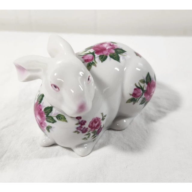 White Vintage Porcelain Easter Bunny Rabbit Floral Figurine For Sale - Image 8 of 8