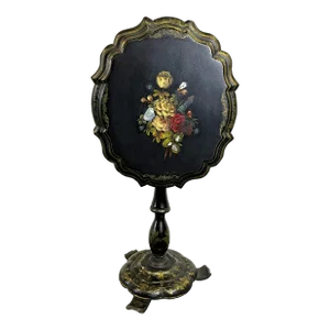 19th Century French Papier-Mâché With Mother-Of-Pearl Flip-Top Tray Table