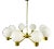Mid-Century 8-Arm Brass and Opaline Glass Chandelier, 1960s For Sale