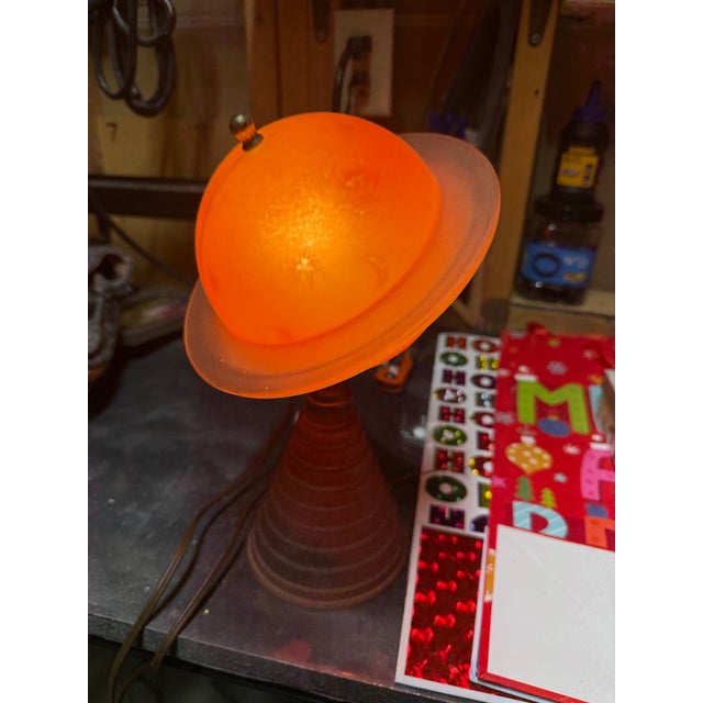 1939 Pink Salmon Worlds Fair Saturn Lamp For Sale - Image 4 of 4