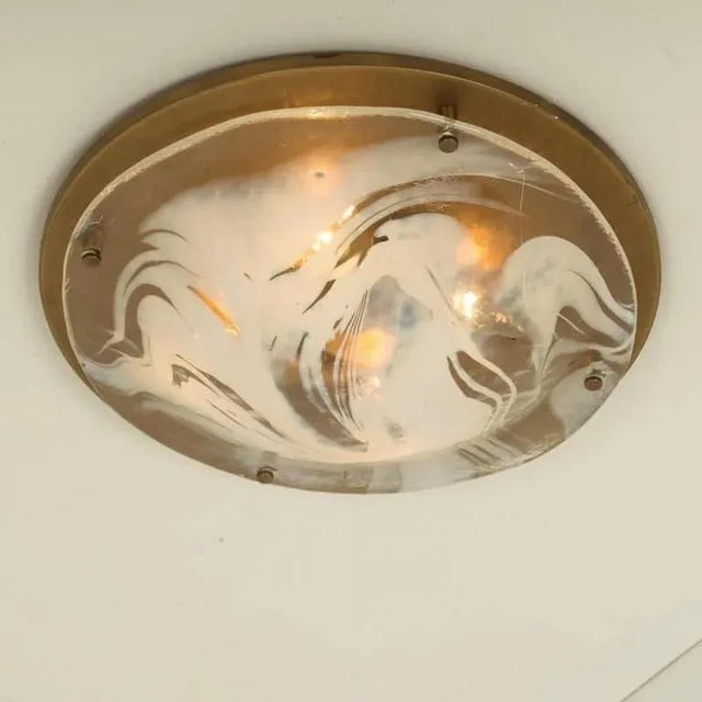 Brass and Blown Murano Glass Flush Mount from Hillebrand, Austria, 1960 For Sale - Image 11 of 14