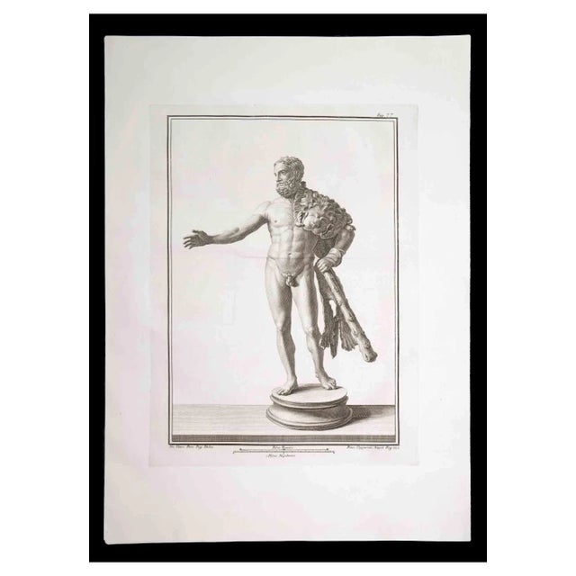 Francesco Cepparoli, Ancient Roman Statue, Original Etching, 18th Century For Sale