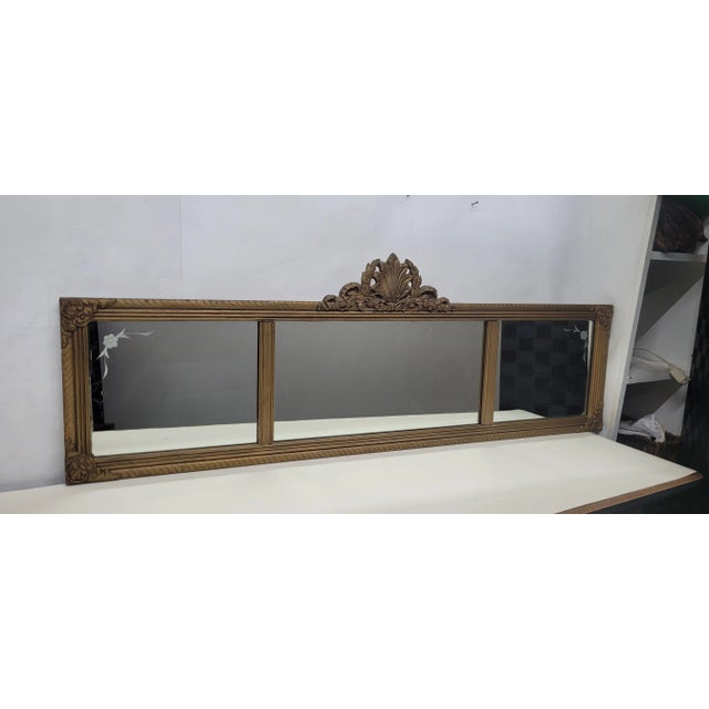 Antique Wood 3 panel Mantel Dresser Wall Mirror French Art Deco Country Shabby Chic Western Bar Saloon *Ideals for Hanging...