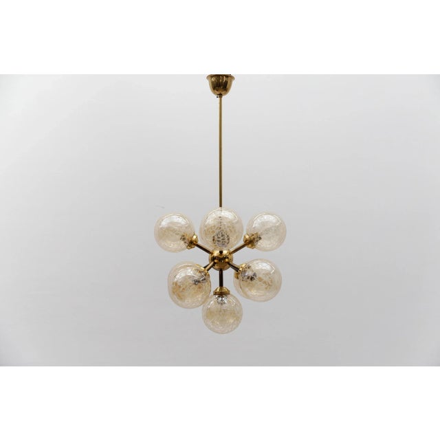 Mid-Century Modern Hanging Lamp with Nine Amber Glasses, 1960s For Sale - Image 11 of 11