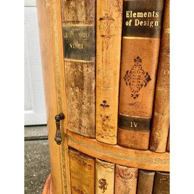 Animal Skin A Trompe l'Oeil Library Table | Embossed Faux Books Round Drinks Table For Sale - Image 7 of 13
