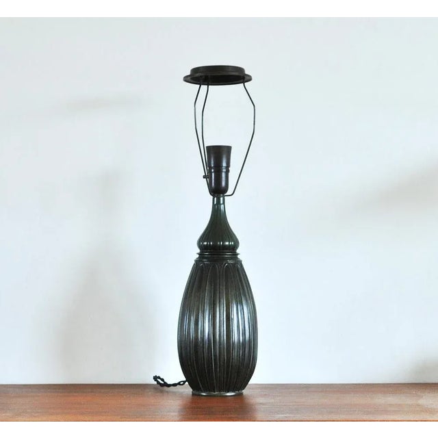 Large drop shaped Just Andersen Table Lamp in disko metal, an alloy of lead and antimony invented by Just Andersen and...