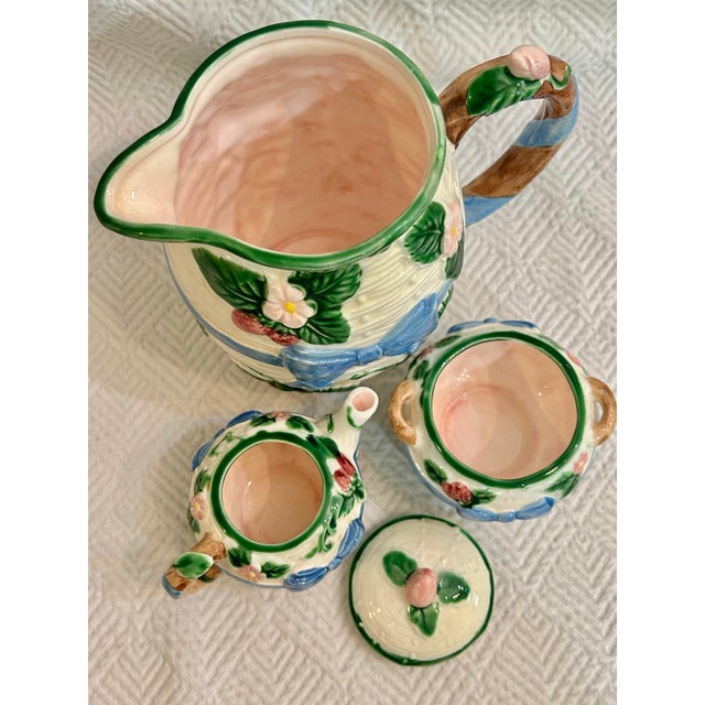 1985 Haldon Group Blue Bow and Strawberries Beverage Serving Set - 3 Pieces For Sale - Image 9 of 10