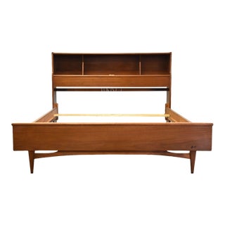 Walnut Mid-Century Modern Full Bed Frame For Sale