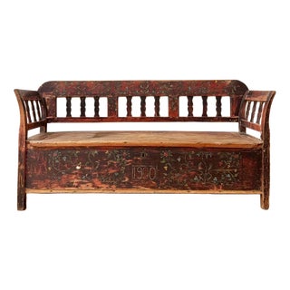 Norwegian Marriage Hand Painted Bench For Sale