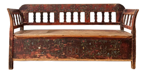 Norwegian Marriage Hand Painted Bench