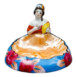 Early 20th Century Noritake Japan Art Deco Hand Painted Lustre Figural Lady Porcelain Trinket Dish