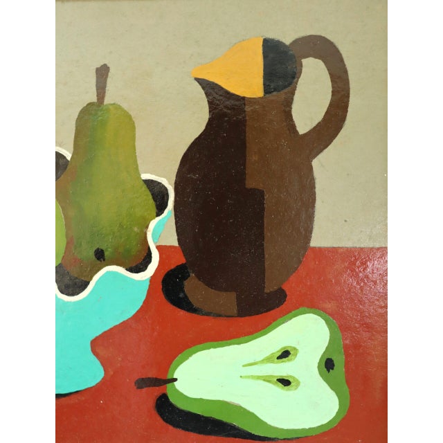 Green 1978 Modernist 'Pear Arrangement' Vintage Still Life Tempera Painting by Swedish Artist Eric Cederberg (1897-1984), Framed For Sale - Image 8 of 11