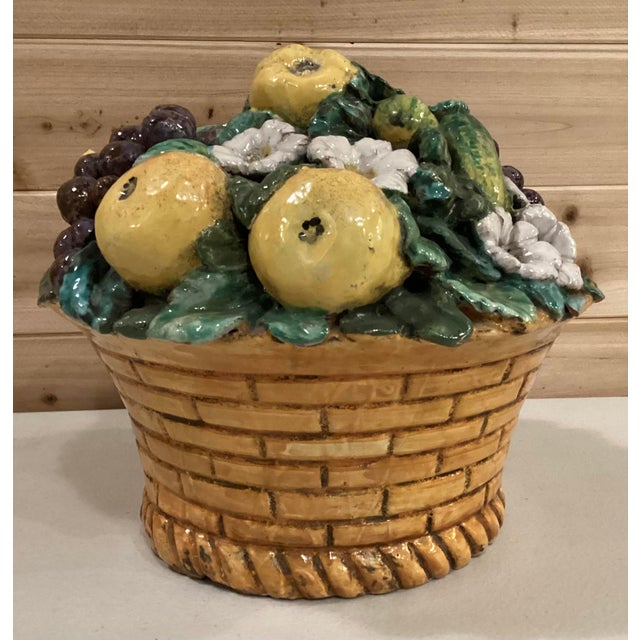 Vintage Majolica Fruit Basket Centerpiece For Sale - Image 4 of 5