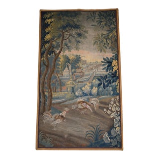 Antique Aubusson Verdure Tapestry, Large 18th C Handwoven French Wall Hanging, Forest Landscape Art For Sale
