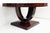 Art Deco Macassar Ebony Round Dining Center Table, Beautifully Veneered Wood Offered for sale is a wonderful round...