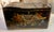 This is a traditional Chinese jewelry and vanity box, featuring a black lacquer finish with hand painted gold detailing...