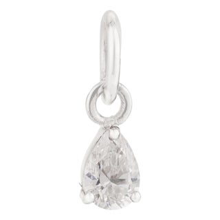 Pear-Cut Diamond Solitaire Charm Pendant in 14k Solid White Gold For Sale