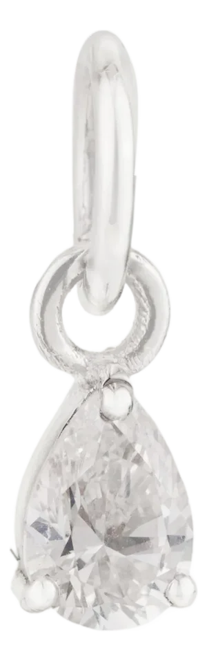 Pear-Cut Diamond Solitaire Charm Pendant in 14k Solid White Gold