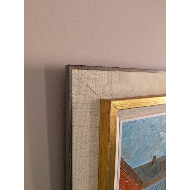 1968 Mid-Century 'Where the Street Bends' Vintage Swedish Street Scene Landscape Oil Painting, Framed For Sale - Image 6 of 11